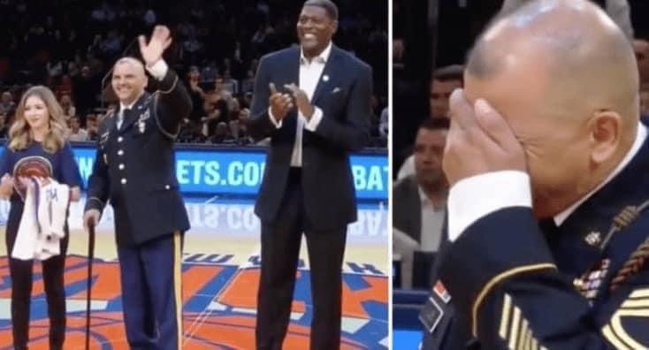 MILITARY VETERAN IS HONORED AT BASKETBALL GAME – THEN HE SEES SOMETHING THAT BRINGS HIM TO HIS KNEES