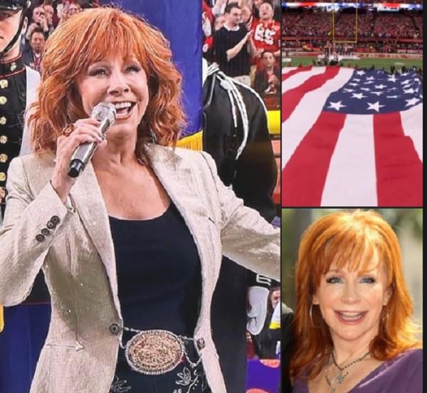 Tears flow as Reba McEntire sings the US National Anthem during Super Bowl