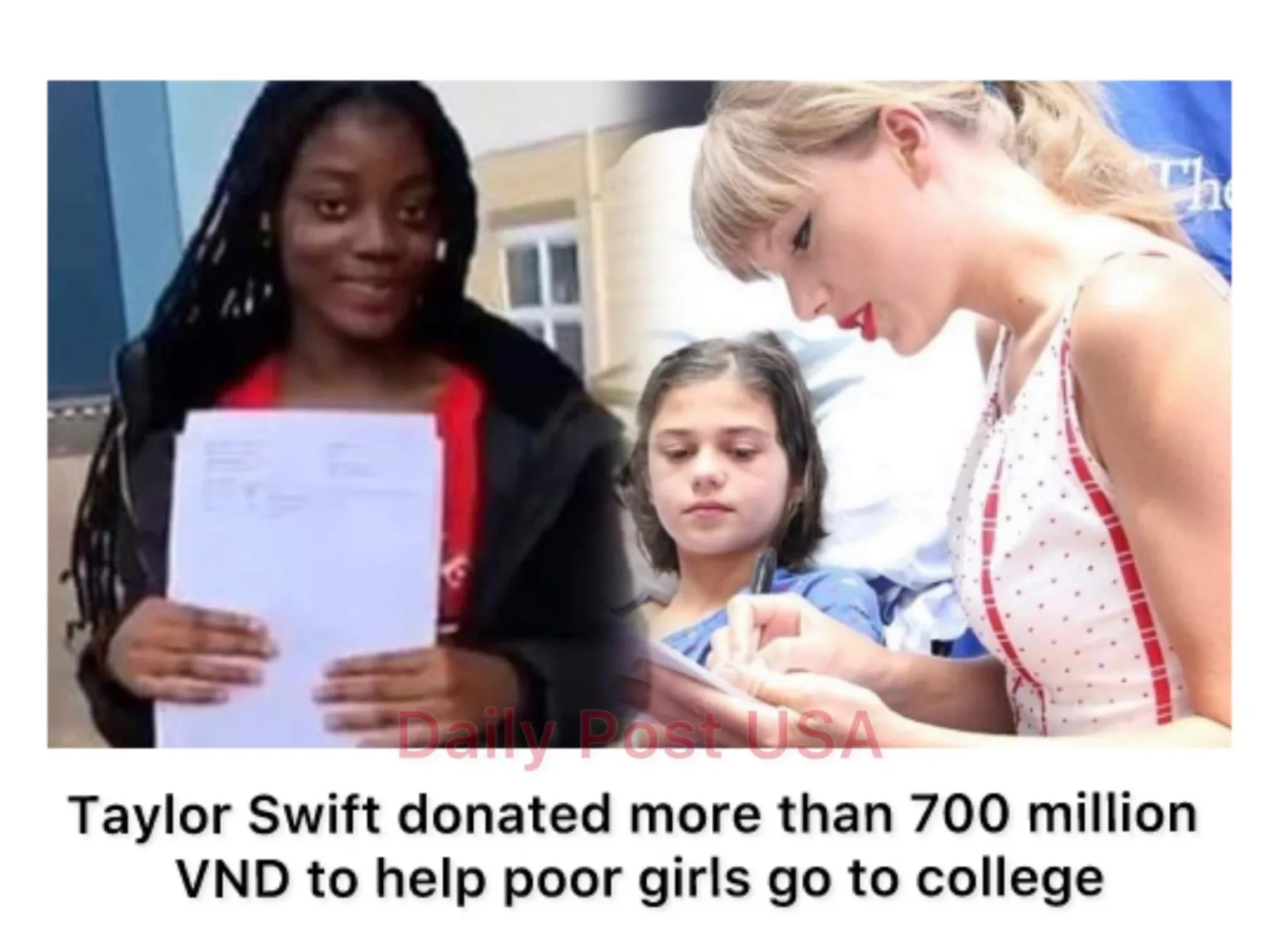 Taylor Swift donated more than 700 million VND to help poor girls go to college