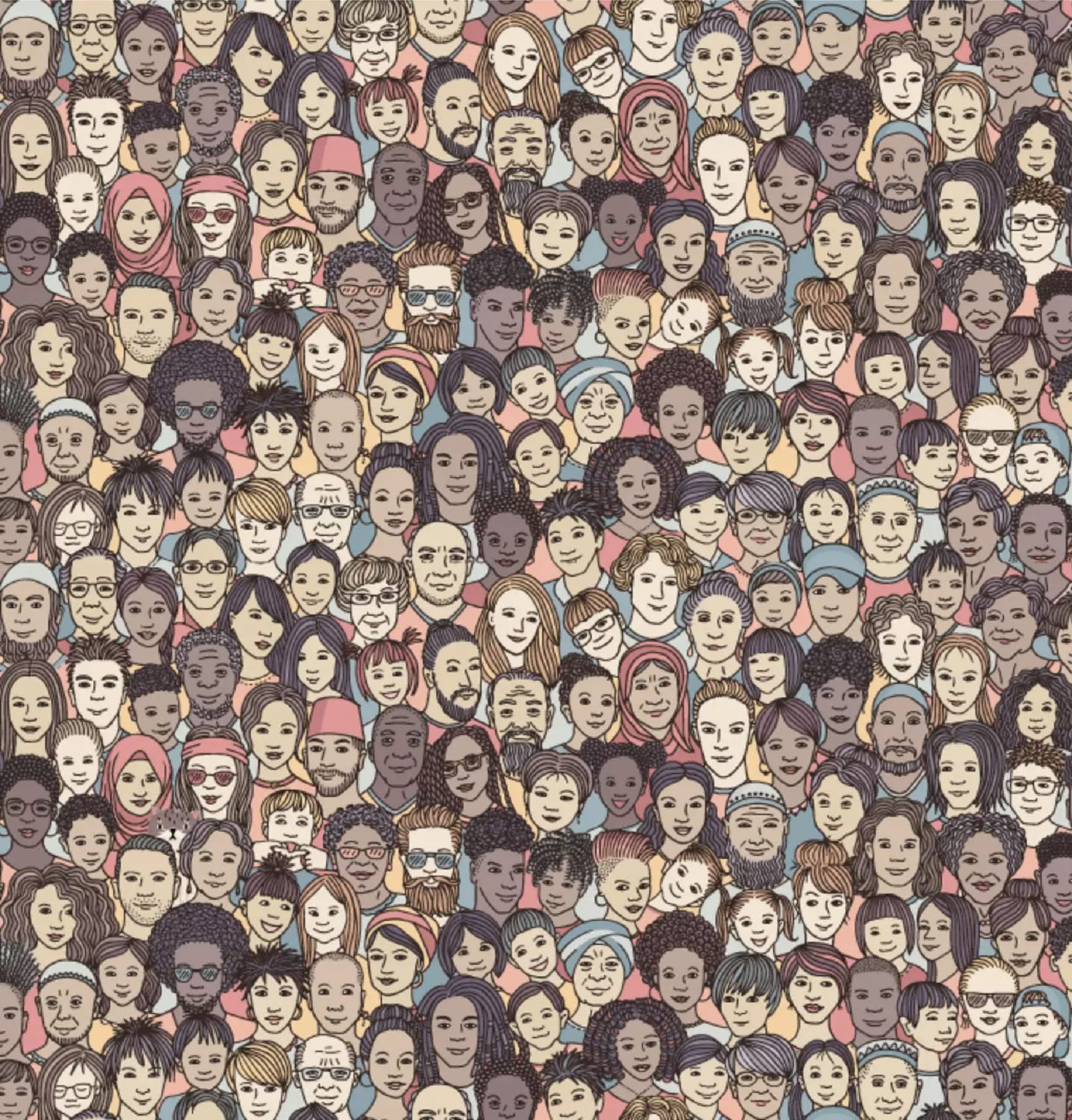 Can you find the hidden cat among people in this image