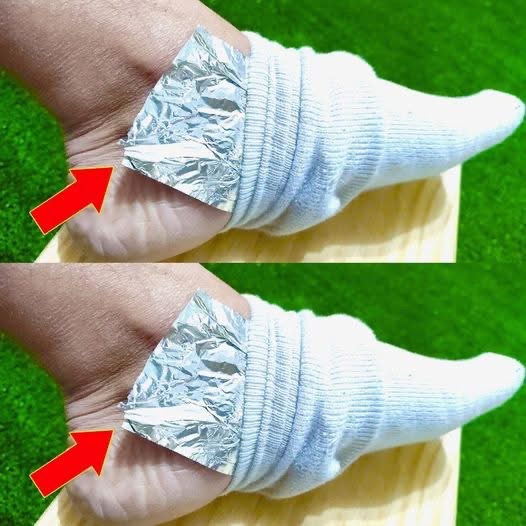 If you see someone’s feet wrapped in aluminum foil, here’s what it could mean