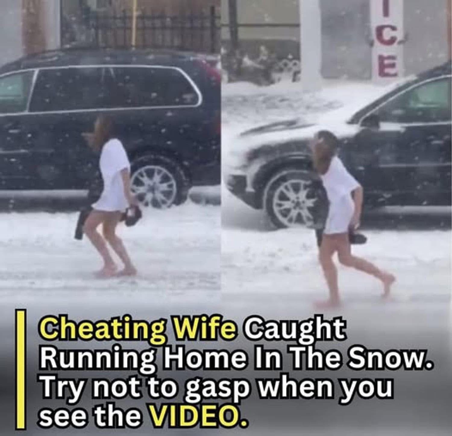 Cheating Wife Caught Running Home In The Snow. Try not to gasp when you see the VIDEO.The video is in the first comment